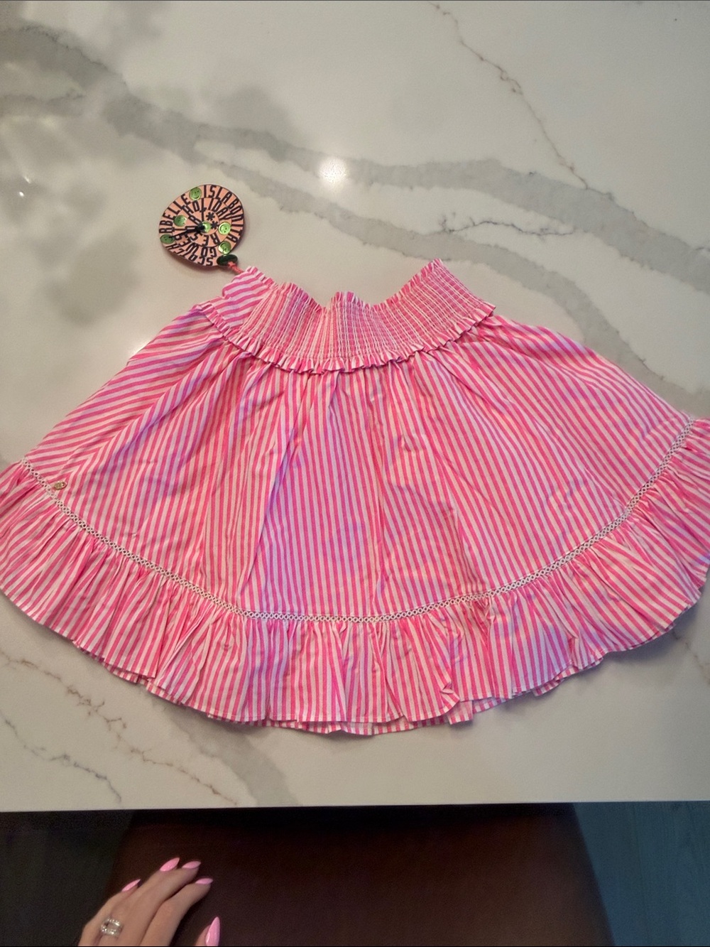 Scotch & Soda Pink and White Striped Ruffle Girl's Skirt - Picture 4 of 4